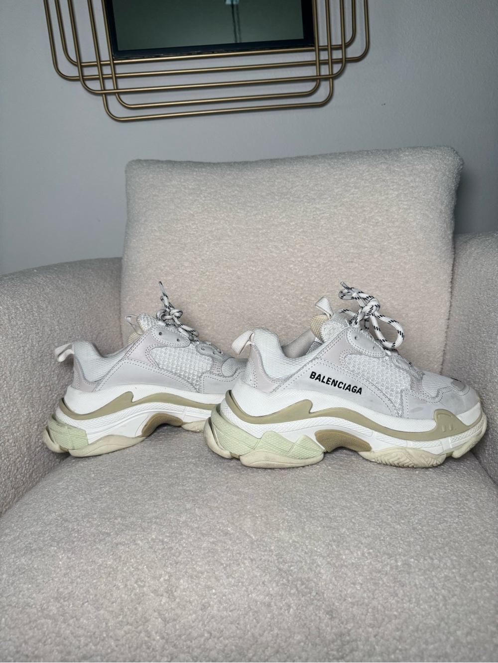Balenciaga Women’s Triple S Off-White Cream Chunky Sneaker - Picture 5 of 6